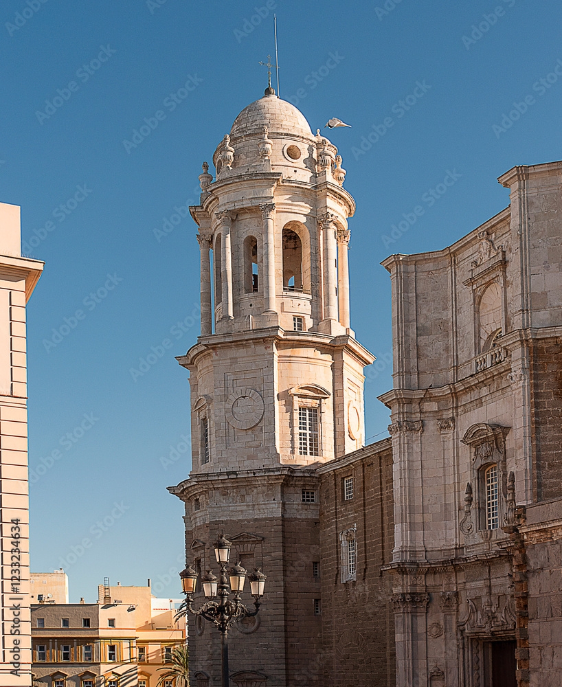 Fototapeta premium Beautiful Baroque Spire. Cadiz, Spain.