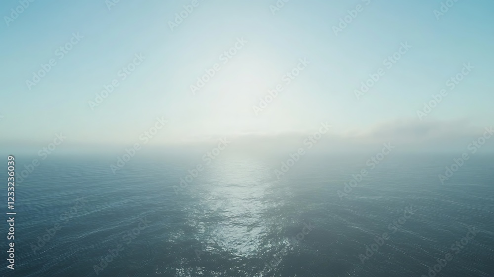 Serene ocean scene with hazy sky and calm waters Serene ocean scene with hazy sky and calm waters