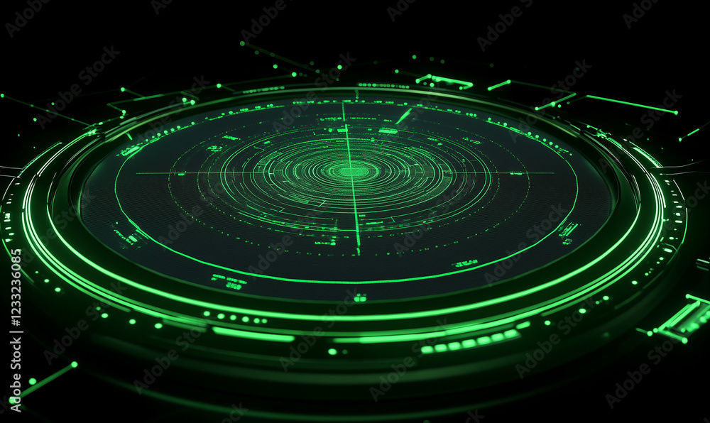 A radar chart on a futuristic screen, designed with sci-fi UI elements for advanced data visualization A radar chart on a futuristic screen, designed with sci-fi UI elements for advanced data visualization