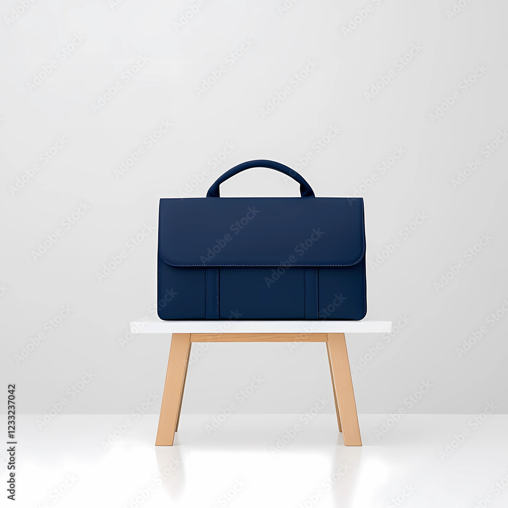 A minimalist navy laptop bag with clean white background, offering a modern and stylish look A minimalist navy laptop bag with clean white background, offering a modern and stylish look