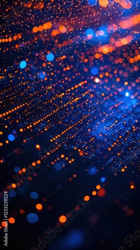 Vibrant blue and pink lights saturating a dynamic digital bokeh effect 