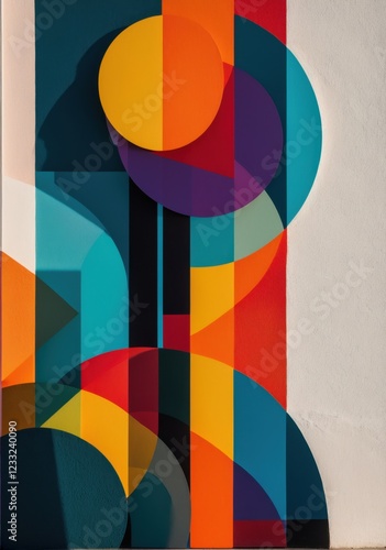 Vibrant Colorful Abstract Geometric Shapes Dynamic Art Composition 