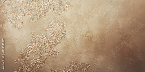 Warm taupe background with soft lighting and an elegant lace-like texture, perfect for vintage and refined visuals. photo