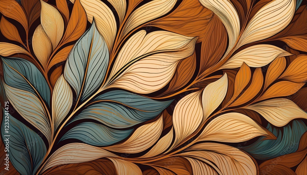 Striking Seamless Leaf Pattern Abstract Background, Exuding a Rich Sense of Texture and Intricacy, Perfect for Digital Art, Home Decor, or Design Inspiration. Striking Seamless Leaf Pattern Abstract Background, Exuding a Rich Sense of Texture and Intricacy, Perfect for Digital Art, Home Decor, or Design Inspiration.