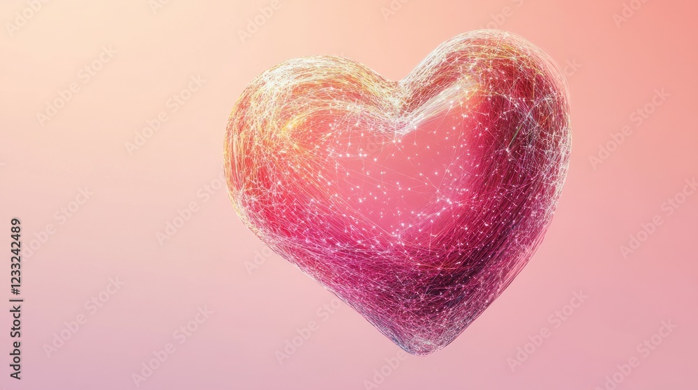 Fototapeta premium Abstract Heart Design with Sparkling Lights and Soft Background