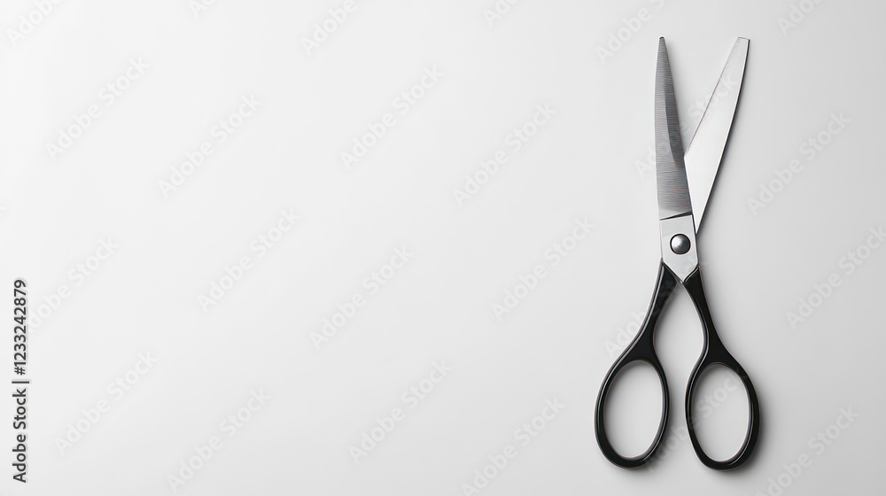 Open pair of scissors isolated on white background, top view Open pair of scissors isolated on white background, top view