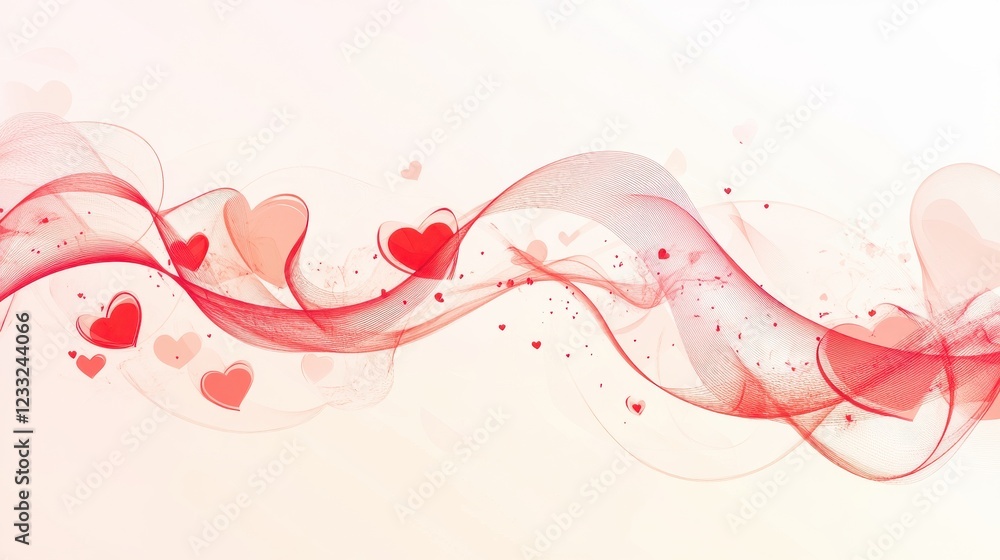 Romantic Red Swirl with Hearts for Valentine’s Day or Love Theme Romantic Red Swirl with Hearts for Valentine’s Day or Love Theme