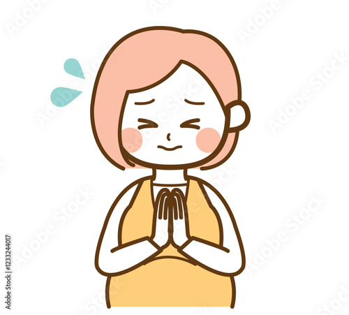 お願いをする妊娠中の女性のイラスト