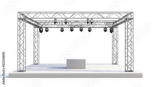 Metal stage lighting truss structure with platform