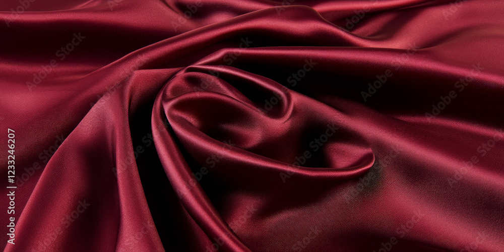 Obraz premium Rich burgundy satin texture with smooth draping and glowing highlights, ideal for elegant backdrops.