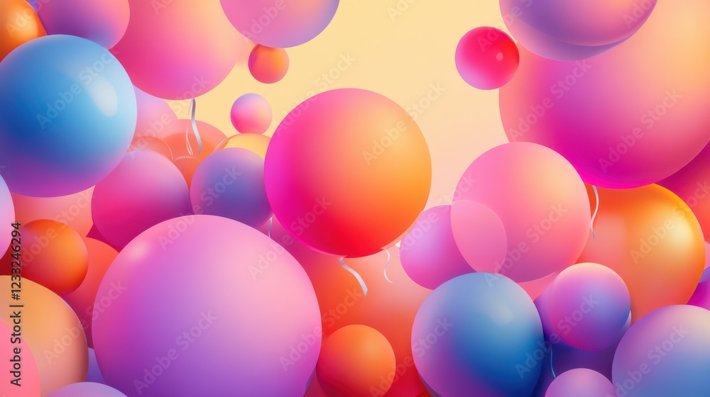 Colorful Vibrant Balloons Floating in a Cheerful Atmosphere Colorful Vibrant Balloons Floating in a Cheerful Atmosphere