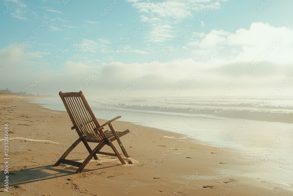 Lonely deckchair on the beach. Lonely deckchair on the beach.