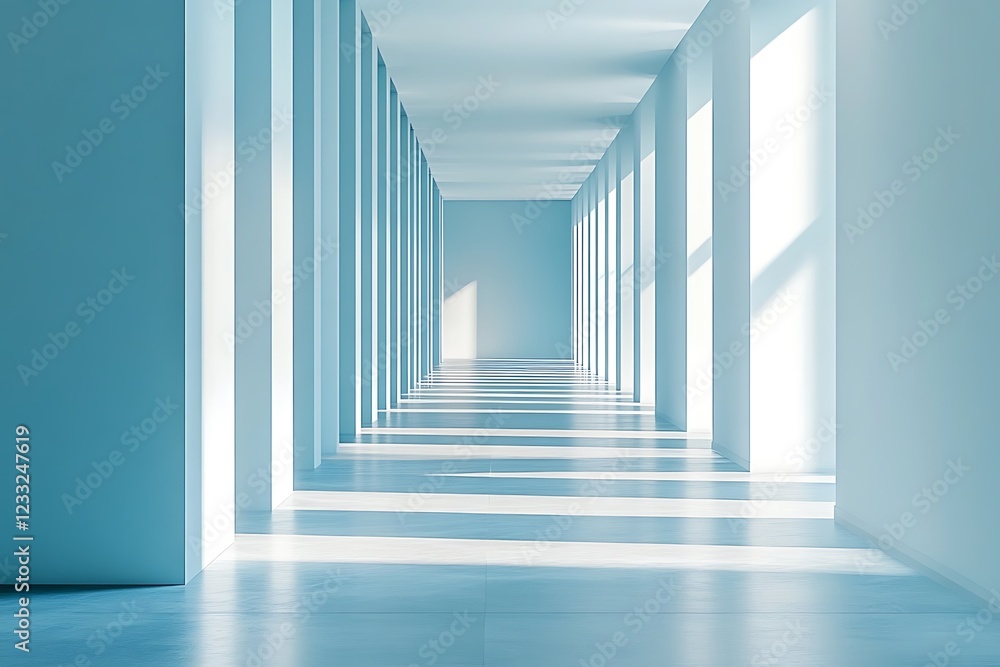 Fototapeta premium Spacious Office Corridor with White Wall Sets Professional Tone for Collaboration 