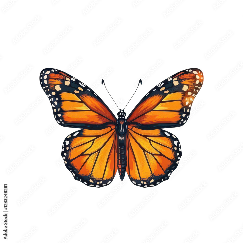 Fototapeta premium Colorful Monarch Butterfly Illustration on a White Background