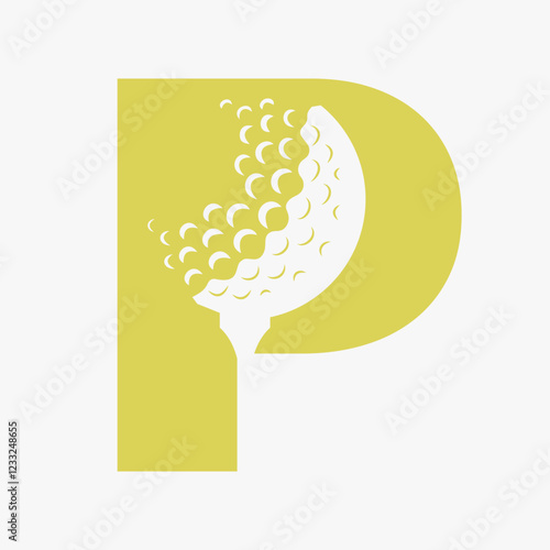Initial Golf Ball On Letter P Logo Design Vector Template. Golf Logo Sign