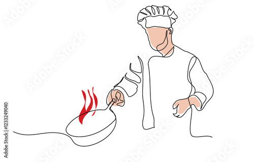 Continuous line of chefs are standing for cooking