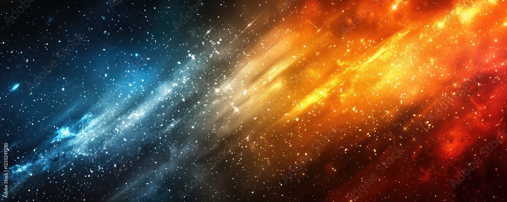 Naklejka premium A vibrant cosmic scene with swirling colors representing space and celestial phenomena.