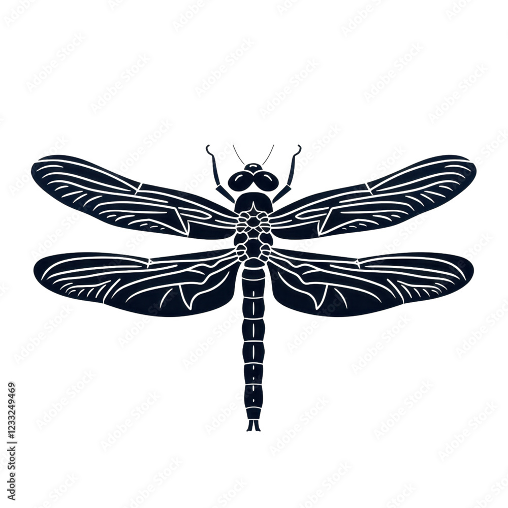 Detailed Illustration of a Dragonfly with Intricate Wing Patterns Detailed Illustration of a Dragonfly with Intricate Wing Patterns