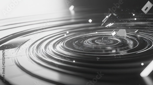 Wallpaper Mural Abstract swirling ripple effect, metallic surface, particles, dark background. Tech concept Torontodigital.ca