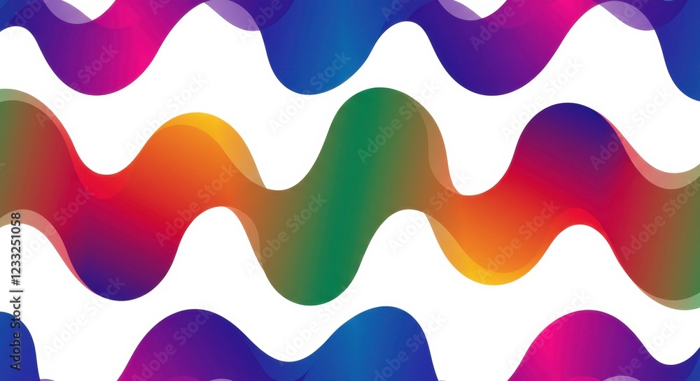 Wave of Colors: A vibrant and dynamic pattern composed of flowing, overlapping waves of color creates a visually stunning and modern design. Wave of Colors: A vibrant and dynamic pattern composed of flowing, overlapping waves of color creates a visually stunning and modern design.