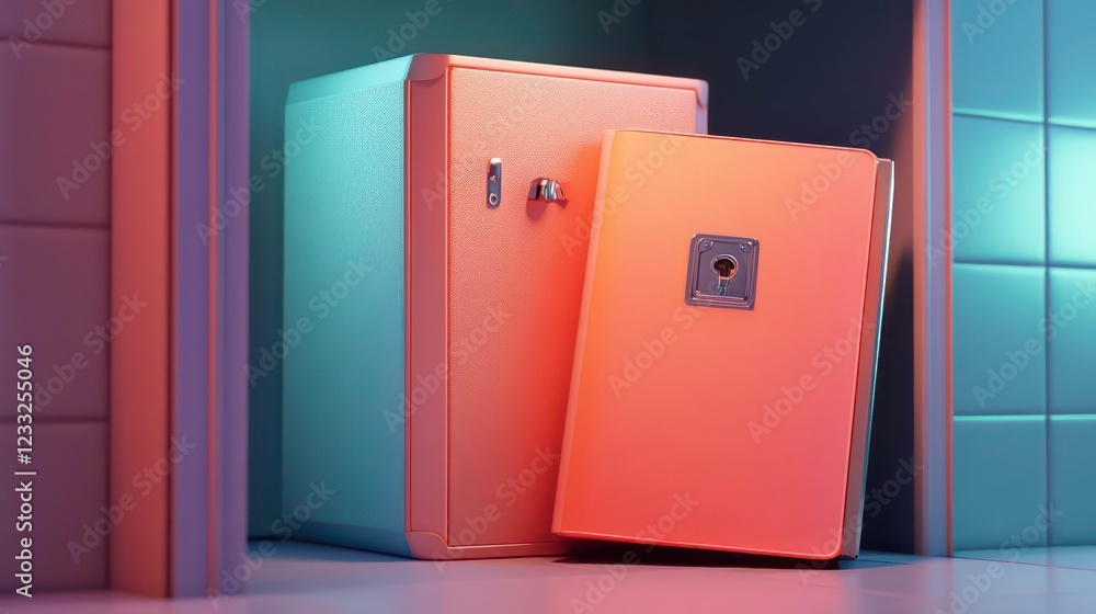 Safe bank deposit box and business folder. 3d illustration Safe bank deposit box and business folder. 3d illustration