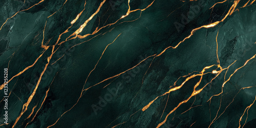 Abstract emerald green marble with gold veins and glowing highlights for a regal aesthetic.