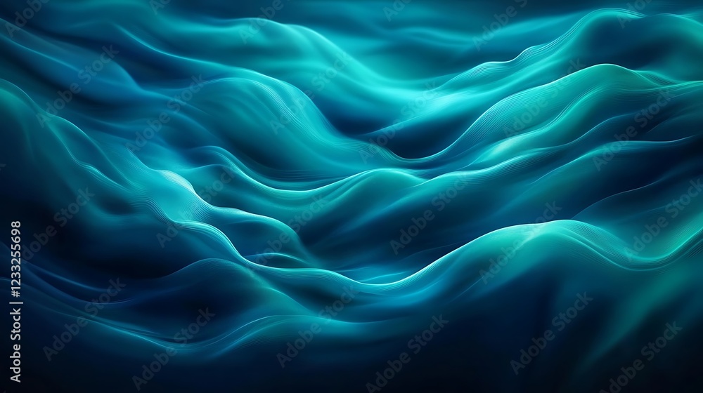 Fototapeta premium Abstract Teal Waves Flowing Seamlessly