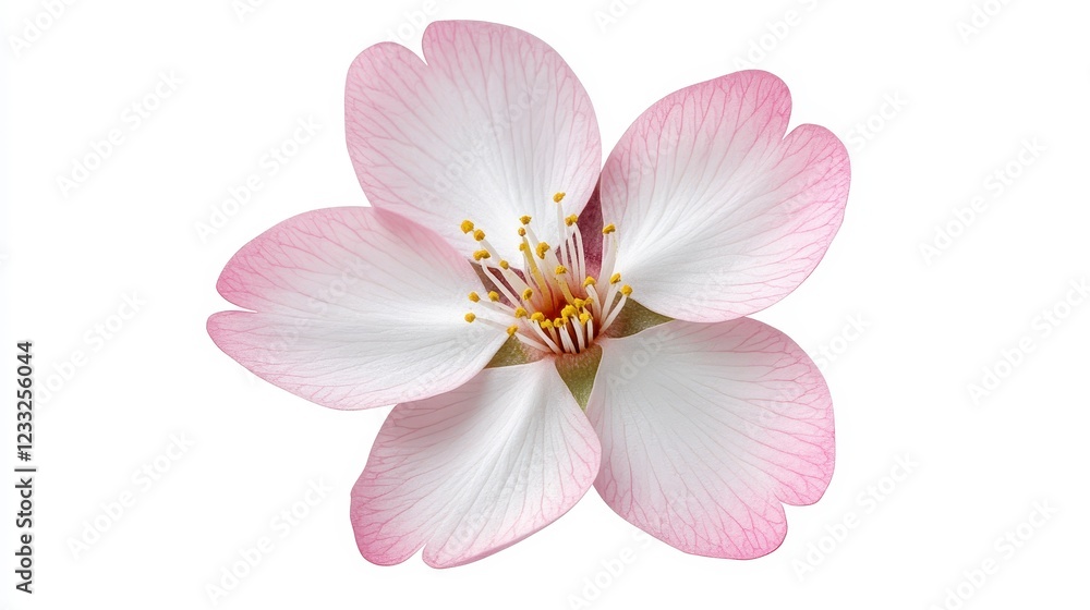 Delicate Pink and White Cherry Blossom Flower Isolated on White Background Delicate Pink and White Cherry Blossom Flower Isolated on White Background