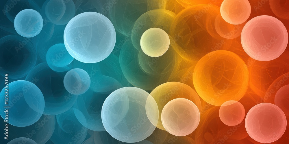 A vibrant digital abstract image featuring colorful bubbles floating against a gradient background of blue, green, and orange hues. A vibrant digital abstract image featuring colorful bubbles floating against a gradient background of blue, green, and orange hues.