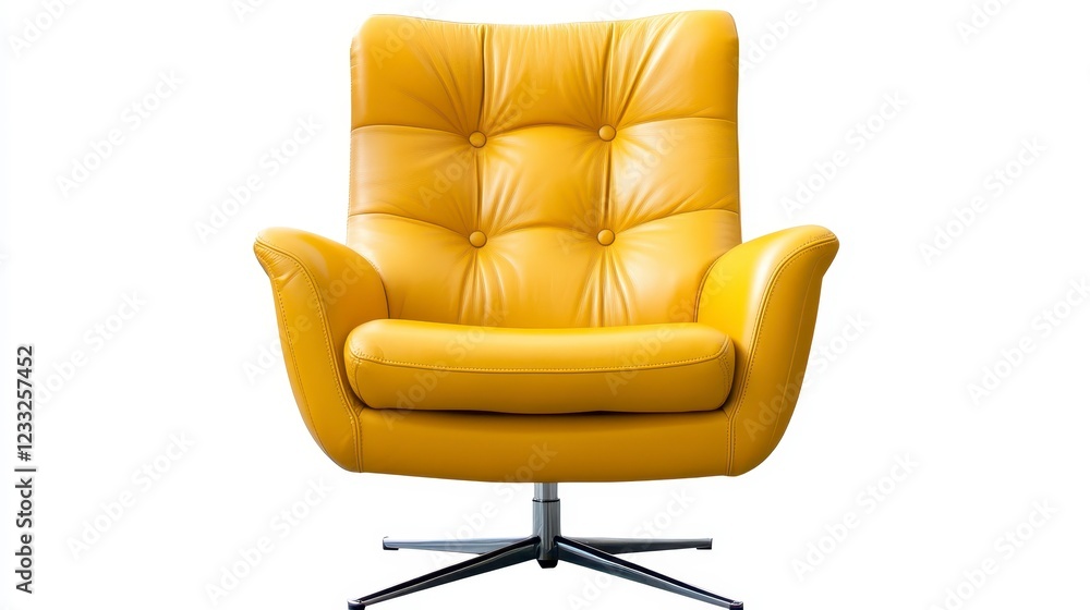 Naklejka premium Stylish Modern Yellow Leather Chair with Soft Cushions and Design