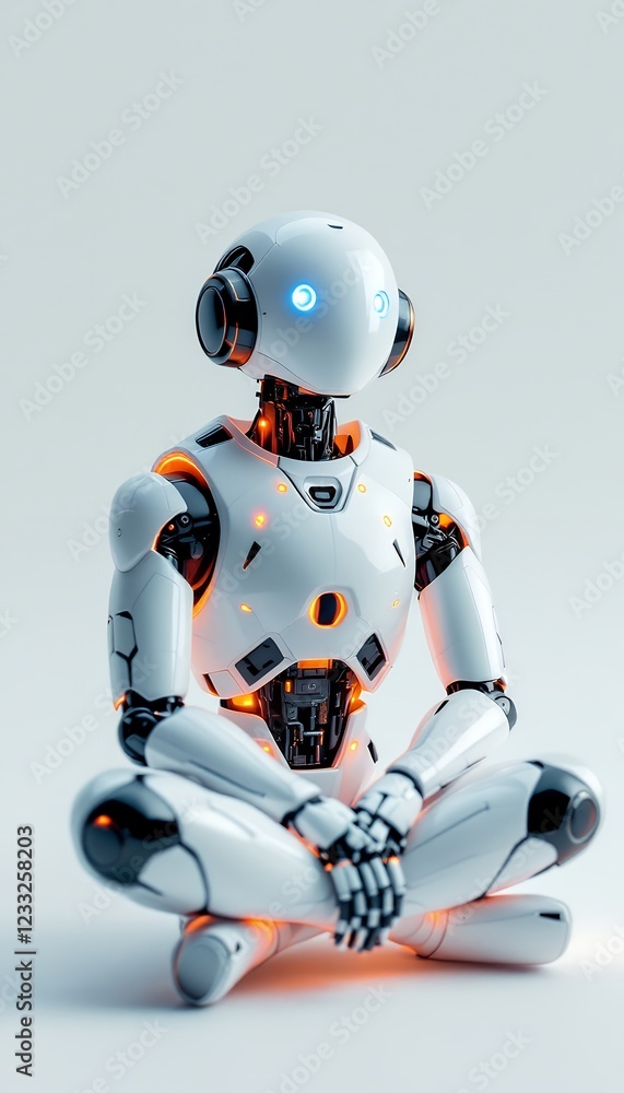 Fototapeta premium Contemplative Robot: A Futuristic Vision of Artificial Intelligence