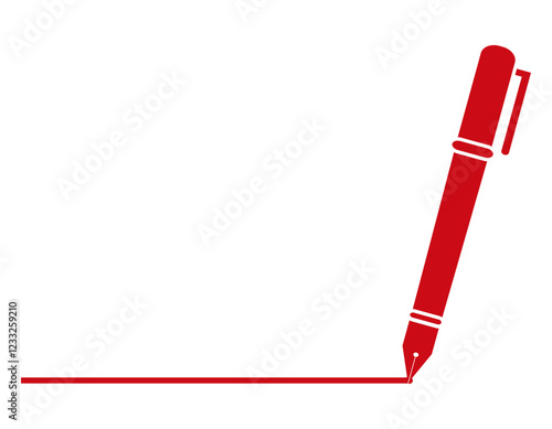 シンプルな万年筆のイラスト　筆記用具