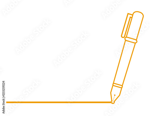 シンプルな万年筆のイラスト　筆記用具