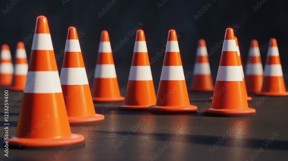 Isolated vector of traffic cones