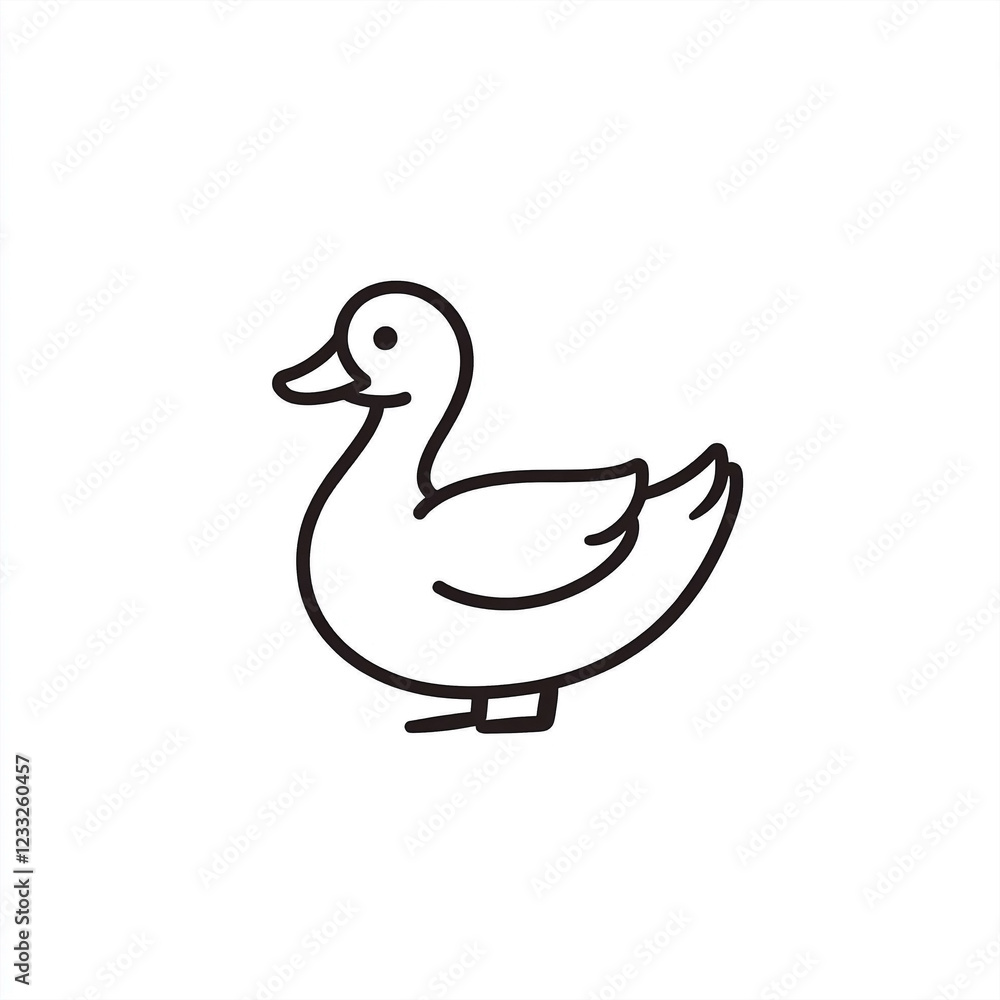 Obraz premium A Simple Vector Duck Icon with Clean Lines on White Background for Design Projects