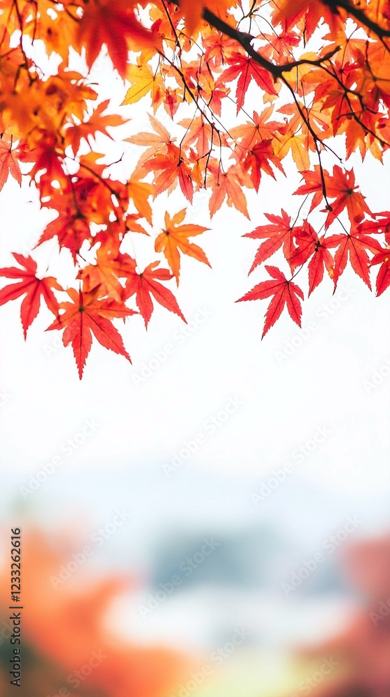 Vibrant Red and Yellow Maple Leaves Displayed on an Autumn Background with Bright Hues Vibrant Red and Yellow Maple Leaves Displayed on an Autumn Background with Bright Hues
