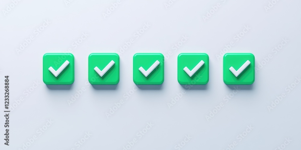 Obraz premium A row of green check boxes with white lines