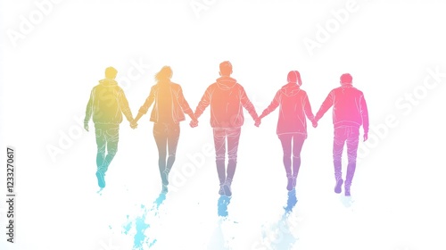 Wallpaper Mural Group of Friends Holding Hands Walking into Bright Future Together Torontodigital.ca