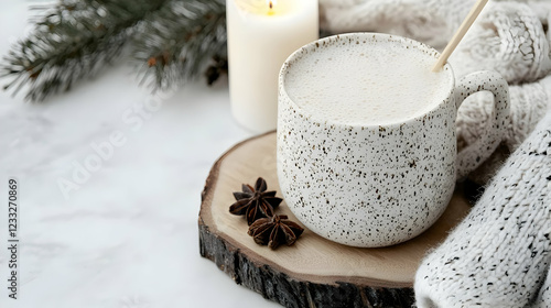 Wallpaper Mural Cozy winter latte, candle, sweater, wood Torontodigital.ca