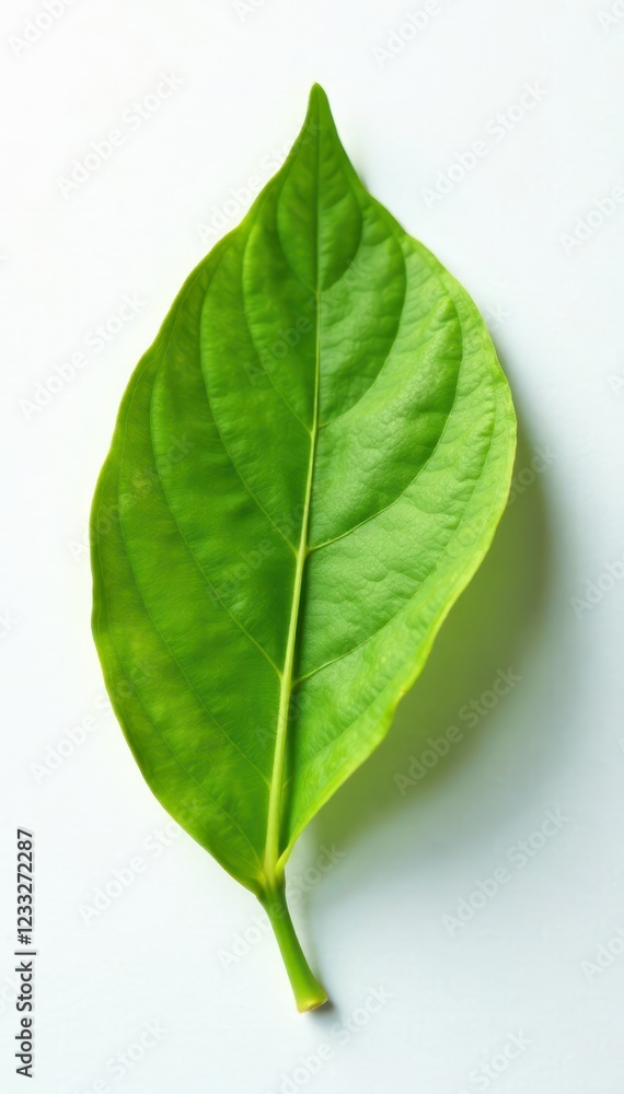 Obraz premium Intact lemon leaf, sharp focus, white backdrop , clip art, closeup