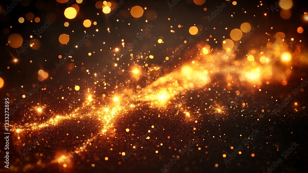 Golden Glittering Lights Sparkles Abstract Background Golden Glittering Lights Sparkles Abstract Background