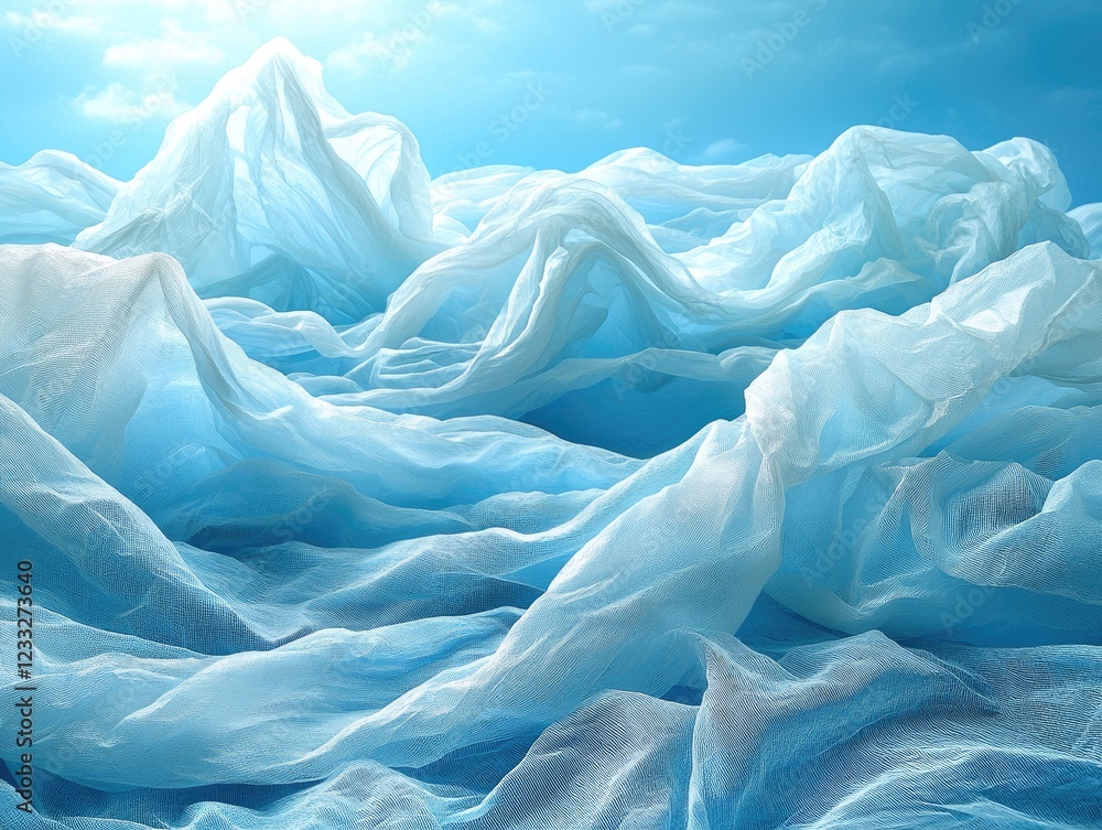 custom made wallpaper toronto digitalEthereal blue fabric waves create a serene, dreamlike landscape.