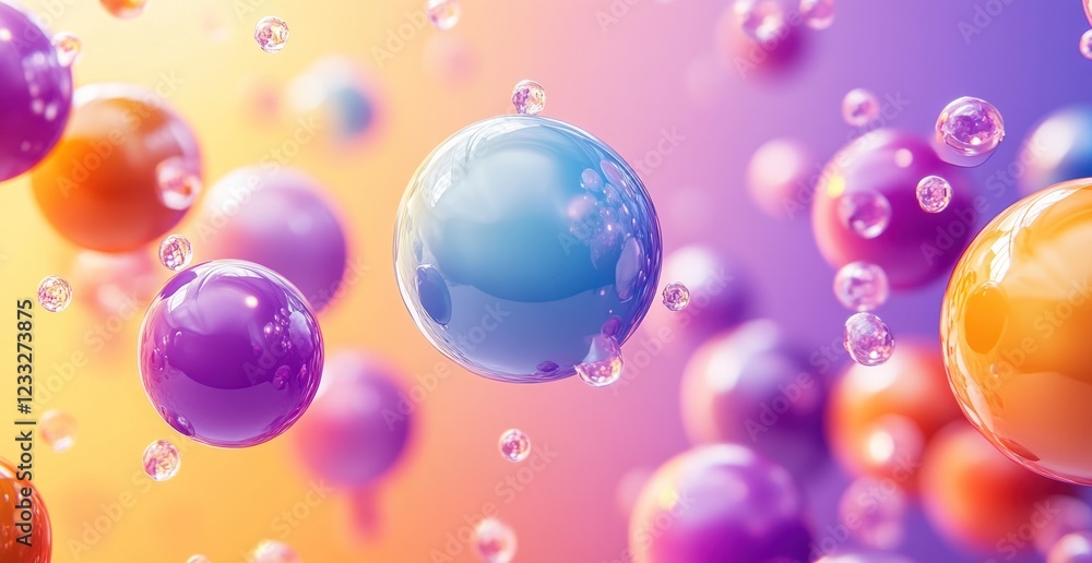 Abstract Colorful Spheres Floating in a Dreamy Background Abstract Colorful Spheres Floating in a Dreamy Background