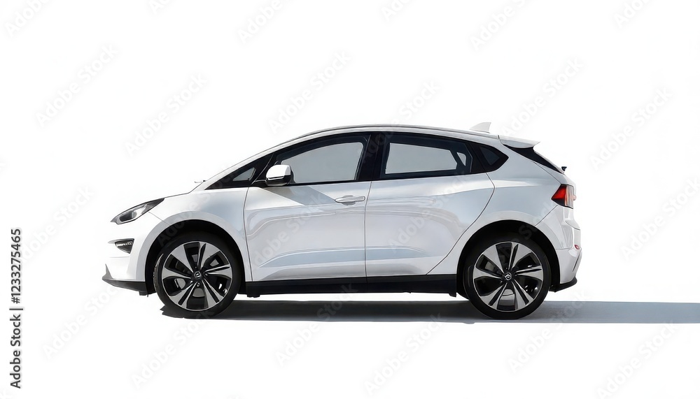 Dynamic white electric car showcase studio setting product photography minimalist environment side view innovation perspective Dynamic white electric car showcase studio setting product photography minimalist environment side view innovation perspective