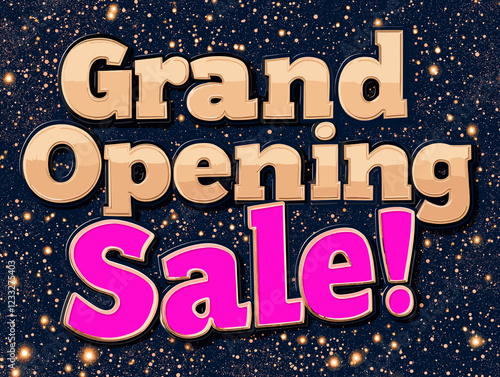 Exciting grand opening sale offers unbeatable discounts and deals for shoppers to enjoy graphic design gold letters and pink SALE sign with speckled background  photo