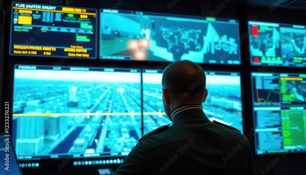 Real-time surveillance operations urban control center digital monitoring high-tech environment analytical view security concept Real-time surveillance operations urban control center digital monitoring high-tech environment analytical view security concept
