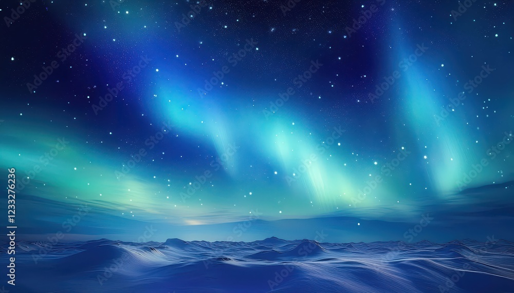 Majestic Aurora and StarStudded Night Sky Over Frozen Lands A Glorious Display of Blue Northern Lights Majestic Aurora and StarStudded Night Sky Over Frozen Lands A Glorious Display of Blue Northern Lights