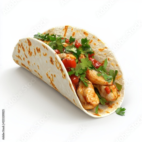 Chicken taco isolated on white background