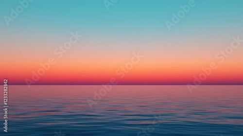 Tranquil Sunset Over Calm Ocean Waters with Soft Pastel Hues