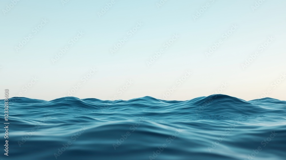 Serene Ocean Waves Under Clear Sky in Soft Morning Light Serene Ocean Waves Under Clear Sky in Soft Morning Light
